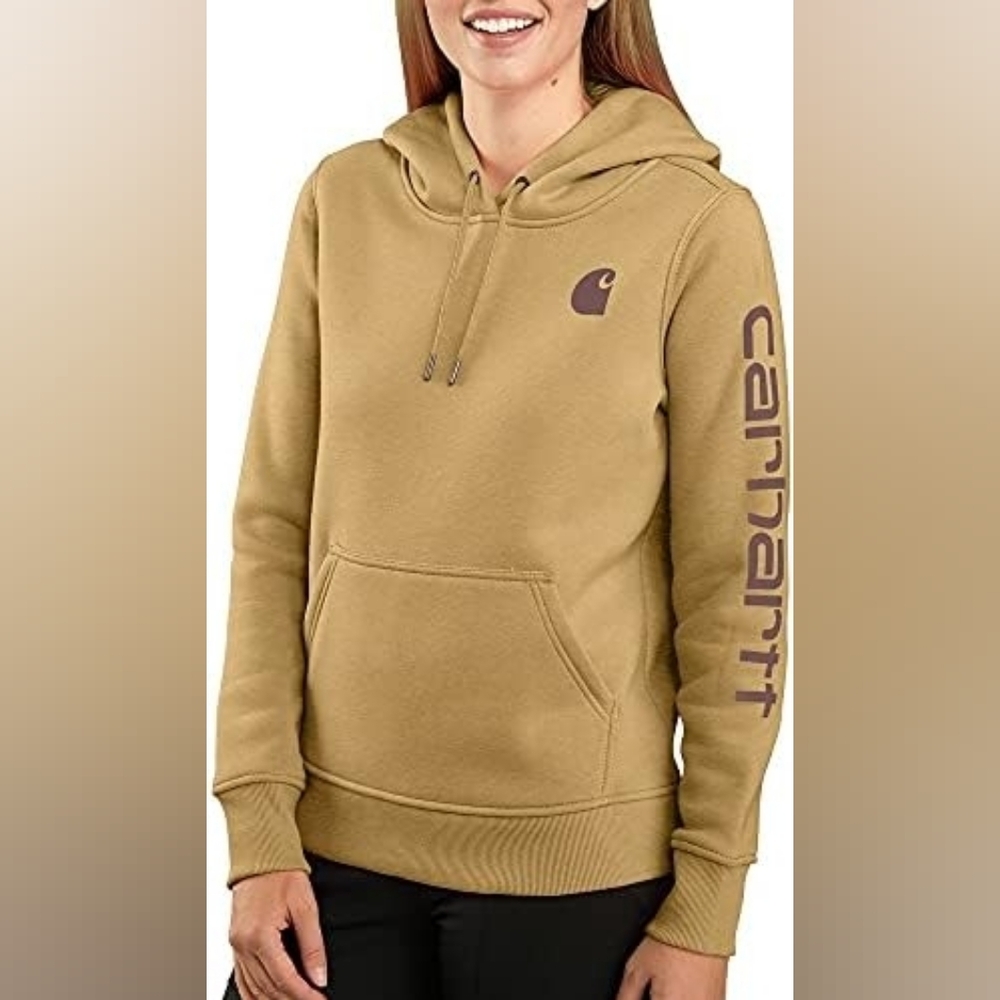 Carhartt Brown Pullover Hoodie In Size Large 12-14 EUC